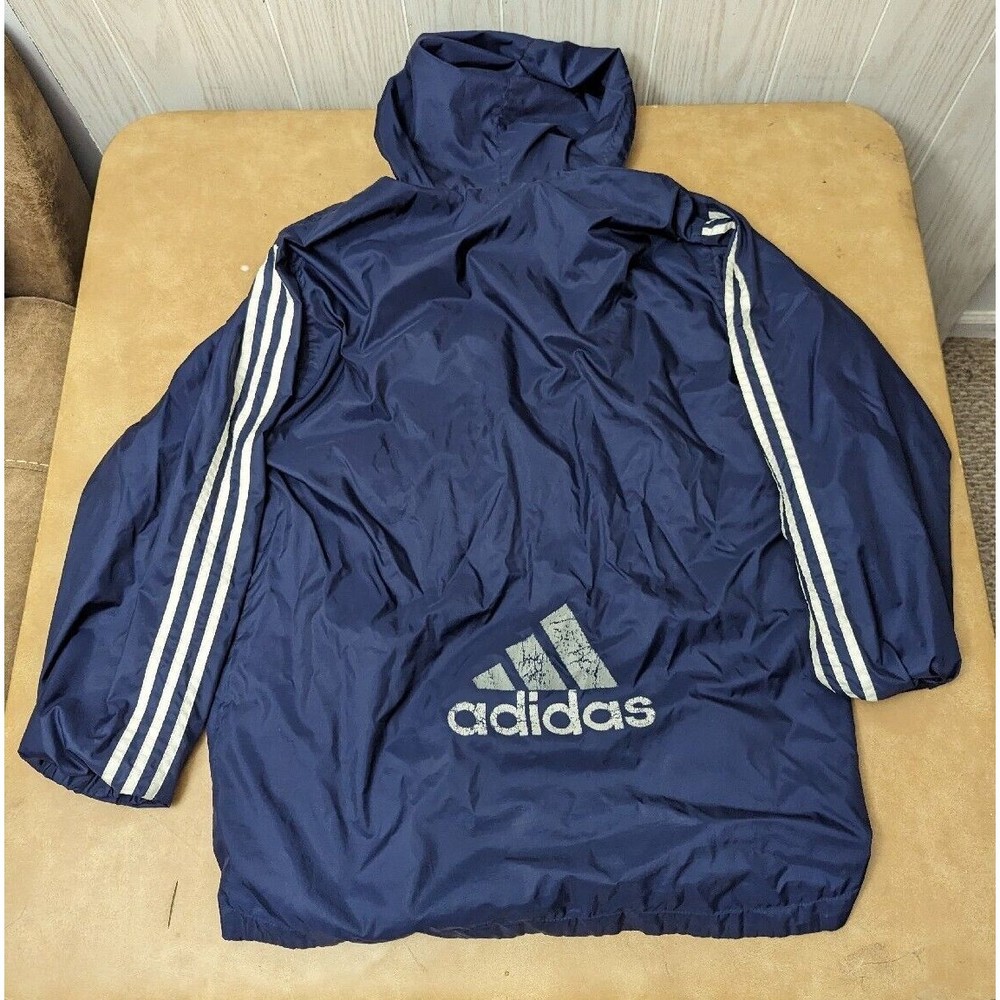 VINTAGE Adidas Jacket Adult XL Blue Windbreaker Nylon Zip Track Mens 90s Y2k